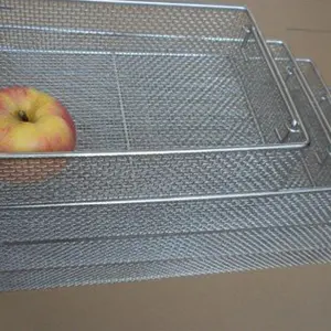 Heat Resistance Foldable Fry 304 310S Stainless Steel Metal Wire Mesh Round Storge Strainer Basket