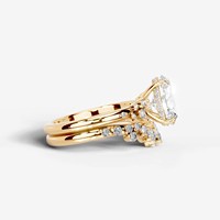 Ensemble de mariage en or 14 carats avec diamant de laboratoire certifié IGI de 2 carats, coupe poire, couleur D F, clarté VS, bague de fiançailles et alliance