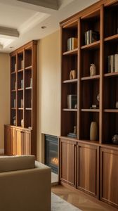 Vermonhouzz Custom Mid Century Modern <strong>Solid</strong> <strong>Wood</strong> Built in <strong>Bookcase</strong> with Open Shelves for Hospitality - Product Image 4