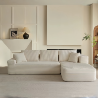Ensemble de canapés modulaires réglables en mousse, avec éponge intégrée en microfibre de velours côtelé, compressé sous vide, en tissu carré