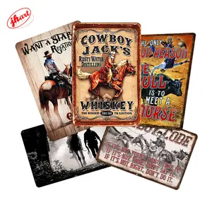 West Cowboy Metal Wall Art Wild Animal Movie Poster Vintage Retro Tin Sign MAN CAVE bagno Decor decorazione del giardino all'aperto