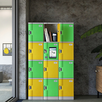 Armoire de rangement moderne TOPPLA à 9 portes en ABS avec serrures électroniques et à combinaison, en plastique étanche pour bureau, école, salle de sport