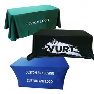 Housse de table pour salon professionnel, 100% polyester, 4 pieds, 6 pieds, 8 pieds, taille et logo personnalisés - Product Image 1