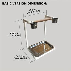 حامل جثم ببغاء قابل للتعديل مع أكواب تغذية رف تدريب طائر متنقل من كلوريد البولي فينيل متين للطيور الصغيرة إلى الكبيرة - Product Image 4