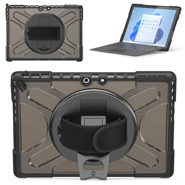Military Grade Shockproof Cover for Microsoft Surface Pro 9 13 Inch Rugged Rotating Hand Strap Kickstand Tablet Protective Case