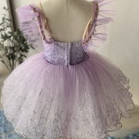 Gaun Tutu Balet Ungu Lavender untuk Anak-anak, Tutu Tulle Berkilau dengan Hiasan Renda & Bunga untuk Anak Perempuan, Ideal untuk Pertunjukan Balet.