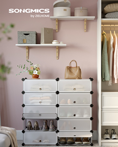 Meubles de rangement modulaires en plastique SONGMICS, unités de rangement en cubes, armoire modulaire DIY avec portes, étagère à <span class=keywords><strong>chaussures</strong></span> à 10 niveaux - Product Image 2