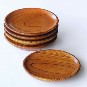 Platos de madera para servir, para el hogar, la cocina y la comedor, platos de madera hechos a mano con acabado liso y pulido - Product Image 1