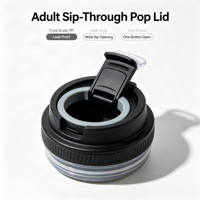 Moulage sur mesure de couvercles de bouteilles d'eau pour adultes avec couvercle pop-up à ouverture facile, étanche IPX8, sans BPA/conforme FDA, OEM/ODM