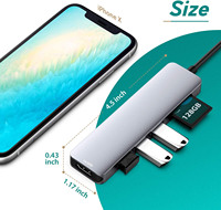 HUB USB tipo C 6 en 1 con 4K @ 60Hz HDMI + puertos USB 3,0 + lector de tarjetas SD/TF, adaptador multipuerto