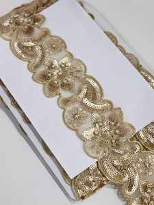 Nuevo diseño, tela de encaje de algodón con bordado de flores de buena calidad, adecuada para ropa de vestido de novia - Product Image 4