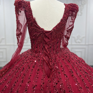 Vestido de Gala Ecológico de Cachemira con Lentejuelas Rojas y Apliques, para Novia, Fiesta de Graduación, Noche, Jancember 9743-1 - Product Image 2