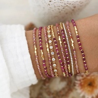 Bracelet tendance pour femme en pierre naturelle de grappe de fer, apatite bleue, petites perles facettées en forme de boule, pierres semi-précieuses