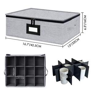 กล่องเก็บแก้วมักตัวแบ่งช่องสำหรับใส่ชา,เคสจัดเก็บกาแฟกล่องปกป้องแก้วกาแฟ12ใบและถ้วยชา - Product Image 2