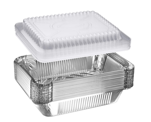 Heavy Duty Disposable <strong>Foil</strong> Baking Tray/pan for <strong>Food</strong> Cooking Rectangle Aluminum <strong>Foil</strong> <strong>Food</strong> <strong>Container</strong> with Plastic Lid - Product Image 1