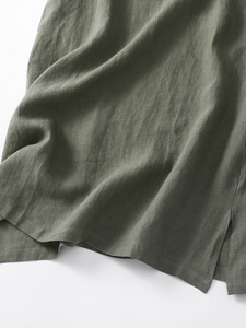 Femmes été coupe ample col rond lin coton <span class=keywords><strong>robe</strong></span> décontracté <span class=keywords><strong>grande</strong></span> <span class=keywords><strong>taille</strong></span> couleur unie <span class=keywords><strong>moderne</strong></span> Style chinois <span class=keywords><strong>robe</strong></span> - Product Image 5