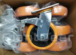 China Manufacturer 100mm <strong>125mm</strong> 150mm 200mm Heavy Duty PU <strong>Wheel</strong> <strong>Caster</strong> With Side Brake - Product Image 5