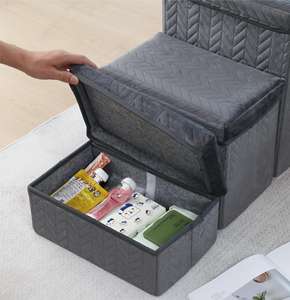 2024 Nieuw Binnen Draagbaar Met Opbergdoos Opvouwbare Hond Hond Trap Grijze Kleur Van Bed 3 Treden Hond Trappen - Product Image 3