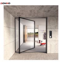 Puerta francesa de cristal interior/exterior moderna personalizada, puerta pivotante de aleación de aluminio con marco estrecho y apertura manual para villas