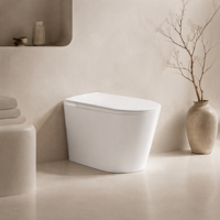 Siège de toilette intelligent à piles avec couvercle de bidet à ouverture automatique, siège chauffant et télécommande