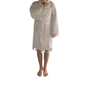Waffle Bathrobe with <b>Towel</b> Inside Quick Drying Cotton Long Sleeve Colorful Soft <b>Dressing</b> <b>Gown</b> Women Man Bathrobe - Product Image 6