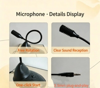 Microphone de bureau filaire 3,5 mm Plug and Play - Microphone à condensateur pour PC, jeux, streaming et enregistrement (-56 dB de sensibilité, câble de 1,5 m)
