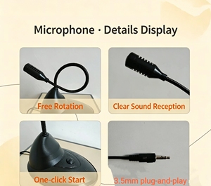 Micrófono de Escritorio con Cable de 3.5mm, Micrófono de Condensador para PC, Juegos, Transmisión y Grabación (-56dB de Sensibilidad, Cable de 1.5m) - Product Image 3