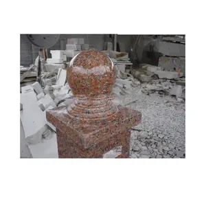 red stone granite pillar top with ball