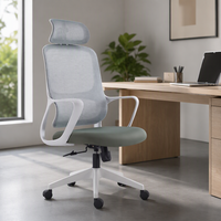 Chaise de bureau ergonomique moderne en maille avec siège pivotant réglable en hauteur et accoudoirs fixes pour espace de travail