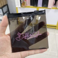 Pochette à glissière carrée en PVC gris fumé avec logo personnalisé, sac en plastique transparent à fermeture éclair pour l'emballage de cosmétiques et d'accessoires capillaires