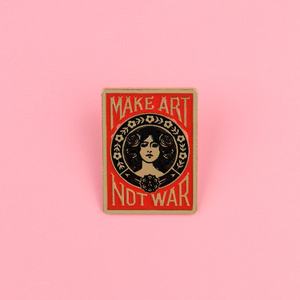 Spilla in Metallo a Forma di Cartone Animato, Distintivo Promozionale con Scritta "Make Art, Not War", Accessorio per Abbigliamento - Product Image 2