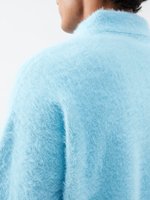 Usine fabricant de tricots logo personnalisé Designer fausse fourrure hommes brossé mohair fourrure moelleux pull polo en tricot