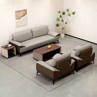 Ensemble de canapés de réception de bureau en cuir PU moderne, canapé d'attente pour visiteurs d'affaires avec table basse pour hall d'accueil de bureau