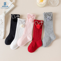 Chaussettes Enfant Couleur Unie Vente en Gros Printemps Automne Chaussettes Mi-Mollet en Coton pour Bébés Filles
