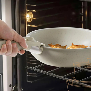 Modern <b>Ceramic</b> Marble Coated Pot <b>Pan</b> Glass Lids Bakelite Handles Non-Stick Aluminum Cookware Set Gas Induction Ready 6-Piece - Product Image 4
