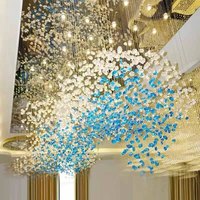 Lustre moderne sur mesure en verre coloré et pierre, luminaire suspendu décoratif pour hall d'hôtel, villa, maison, escalier
