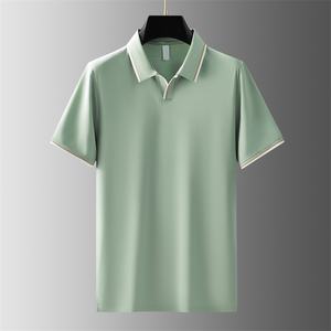 Polo de haute qualité pour hommes, léger et luxueux, à manches courtes, simple, pour l'été, uniforme de travail décontracté et personnalisé pour les affaires - Product Image 5