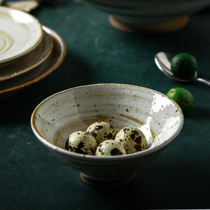Service de table en céramique rustique Wabi Sabi, 4 pièces, design Japandi, assiettes rondes, bols, tasses, glaçure mouchetée, passe au lave-vaisselle - Product Image 4