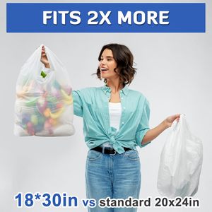 ถุงช้อปปิ้งพลาสติก PE สีขาวขนาดใหญ่พิเศษ ย่อยสลายได้ ใช้ซ้ำได้ ทนทาน สำหรับเสื้อผ้า ของชำ มีหูหิ้ว 100 ชิ้น - Product Image 3