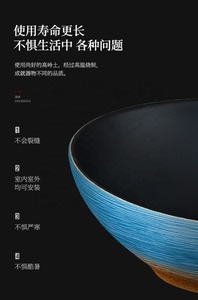Lavabo de salle de bain en céramique ovale bleu et noir, design contemporain, écologique, à poser sur comptoir - Product Image 6