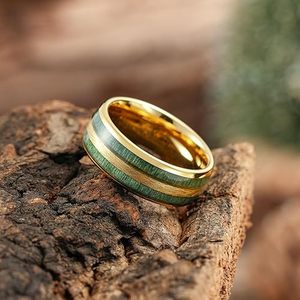 Anillos de moda de fábrica 8mm negro/oro/plata/oro con <span class=keywords><strong>Koa</strong></span> natural/anillos de tungsteno con incrustaciones de madera de arce anillo de bodas de madera para hombres - Product Image 2