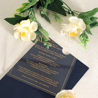 Cartes d'invitation de mariage en acrylique transparent estampage or avec enveloppe pour mariage/fête