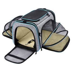 Sac de voyage pour animaux de compagnie approuvé par les compagnies aériennes porte-bagages souples pliables réfléchissants extensibles en maille avec fermeture à glissière - Product Image 2
