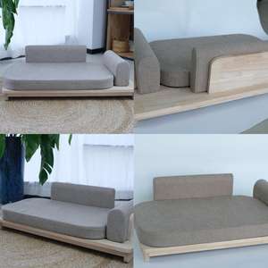 Cama de Lujo para Mascotas de Alta Gama, Base de Madera, para Perros Pequeños, Espuma Viscoelástica Extraíble, Diseño Rectangular con Rayas, Esponja de Alta Calidad - Product Image 4