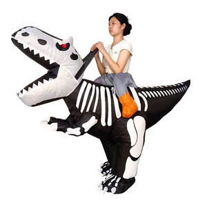 Costume gonflable de dinosaure Tyrannosaurus Rex pour adulte, design squelette à chevaucher, tenue de cosplay pour fête d'Halloween - Product Image 1