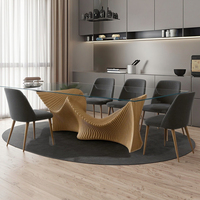 Table à manger rectangulaire contemporaine moderne en érable paramétrique, artistique, organique, personnalisée, plateau en verre ondulé, meubles de salle à manger solides