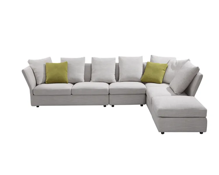 Nordic simple fabric cream-colored sofa  modern living room furniture  L-shaped corner recliner