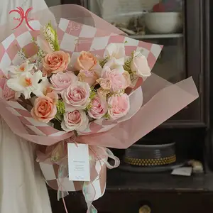 Высокое качество Декоративный букет цветов для вечеринки, сетчатая упаковочная бумага для дня Святого Валентина