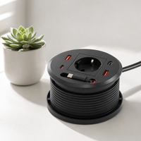 Prise de bureau encastrée fixe 16A 20W à charge rapide Type-C 1-2 ports 3 prises ignifuges