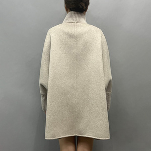 Jancoco Cappotto da Donna in Vera Lana Cashmere Morbido Giacca <span class=keywords><strong>di</strong></span> Lana <span class=keywords><strong>con</strong></span> Tasca in Vera <span class=keywords><strong>Pelliccia</strong></span> <span class=keywords><strong>di</strong></span> Visone - Product Image 3